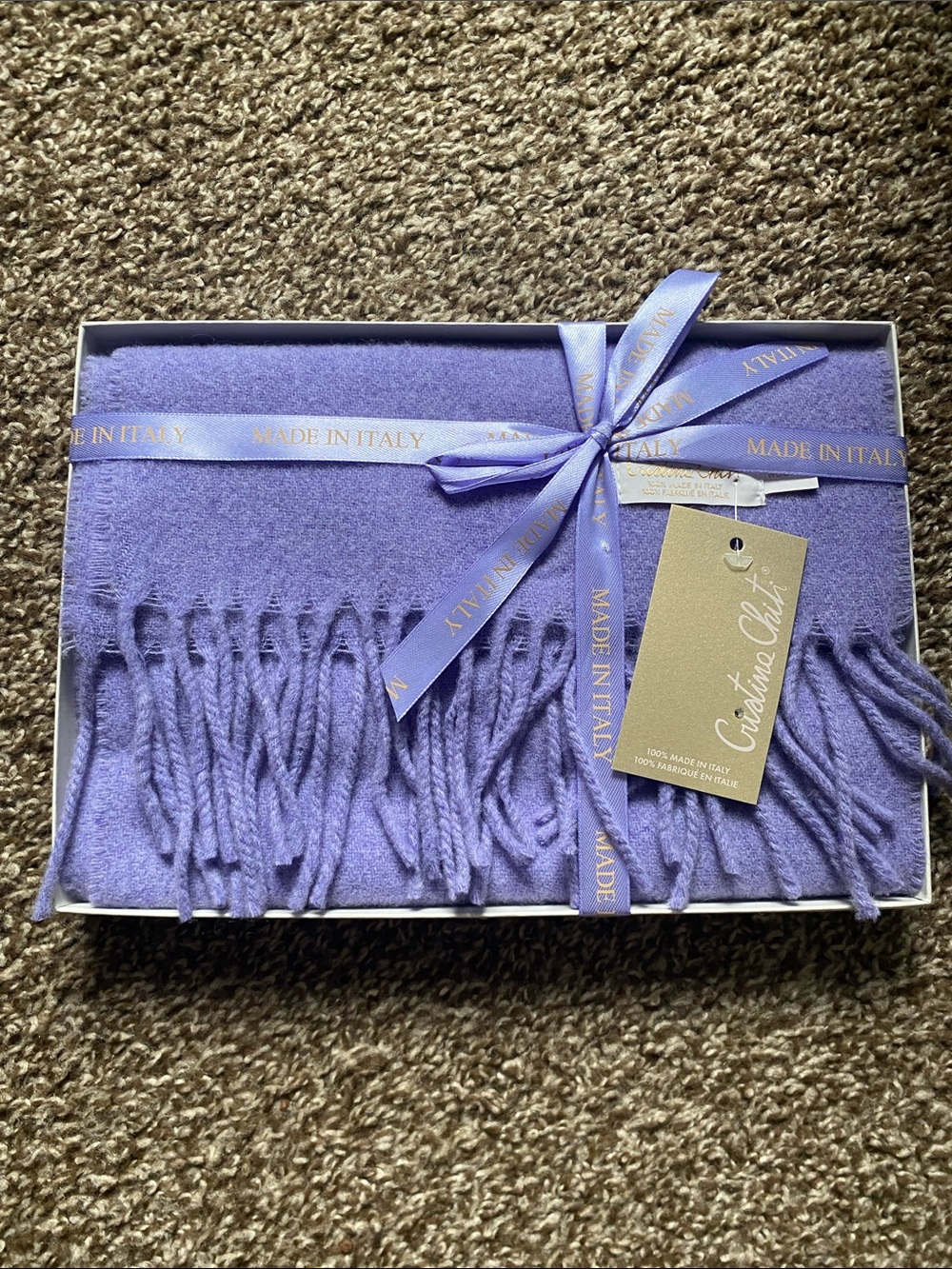 Cristina Chiti Lavender Pure Wool Scarf with Fringe
